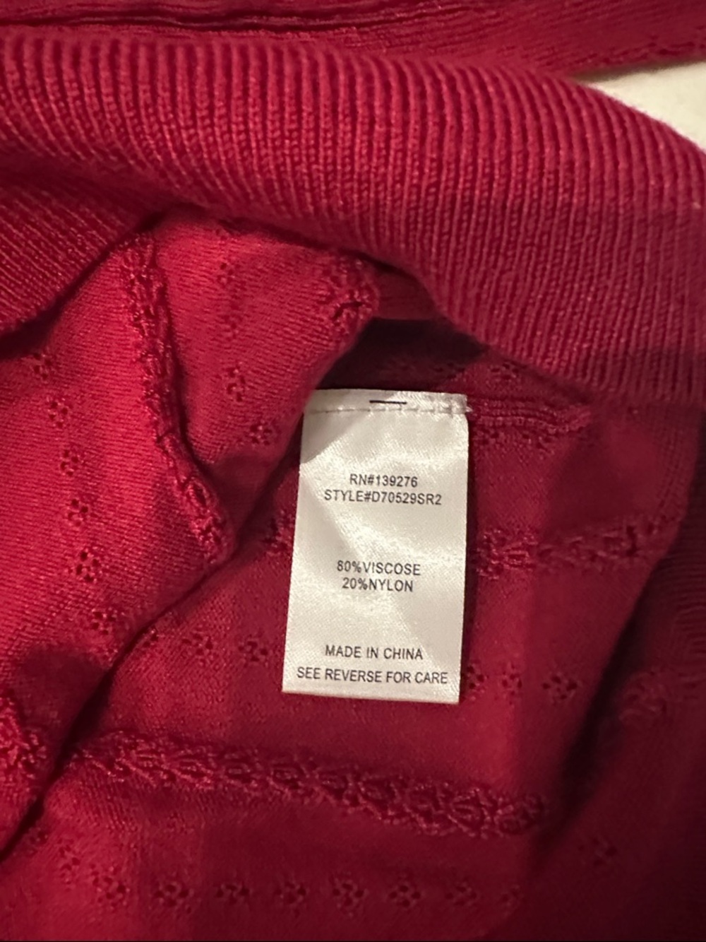 Daniel Rainn Raspberry Red Cable-Knit V-Neck Button Cardigan - Picture 5 of 6